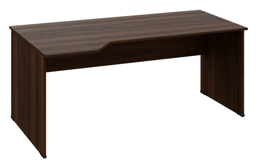 EZL 18 - 184 stůl kancelářský, rohový, levý, dřevěná podnož, deska 18 mm, široký 1800 mm, ořech královský